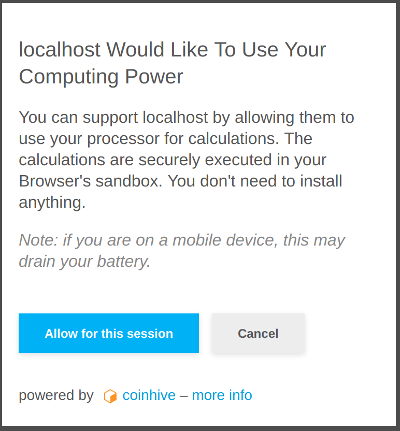 coinhive Opt-in Page