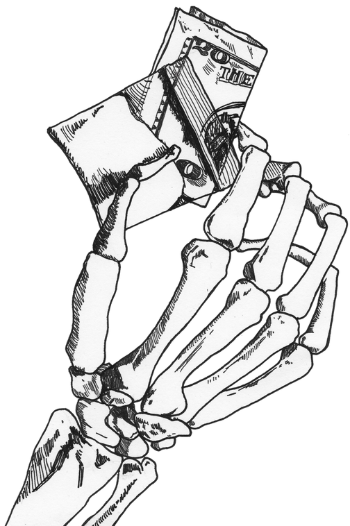 Skeleton Hand with Money Sketch Skeleton Hand with Money Sketch